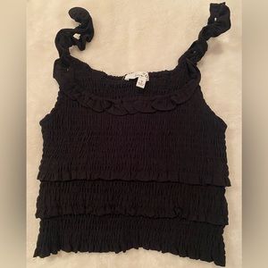 BLACK RIPPED CROPPED TANK TOP